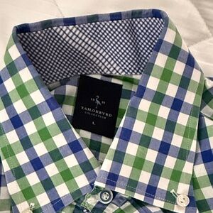 Tailorbyrd Blue and Green Plaid Casual Shirt